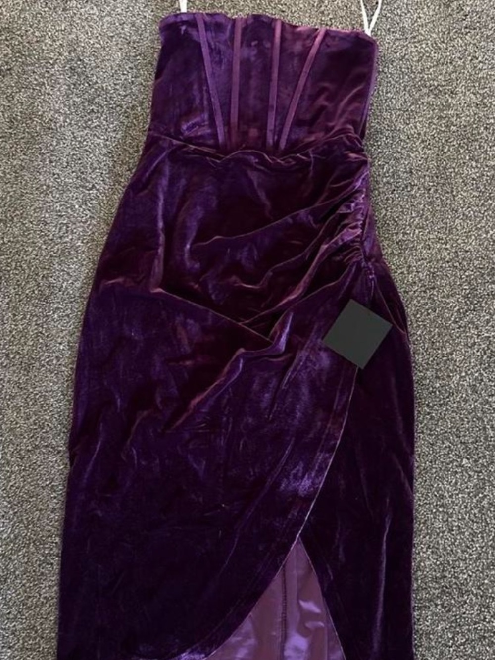 Lulu's Strapless Velvet Prom Dress in Deep Purple